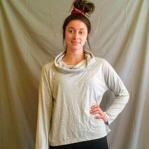 Cream long-sleeve cowl tee